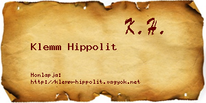 Klemm Hippolit névjegykártya